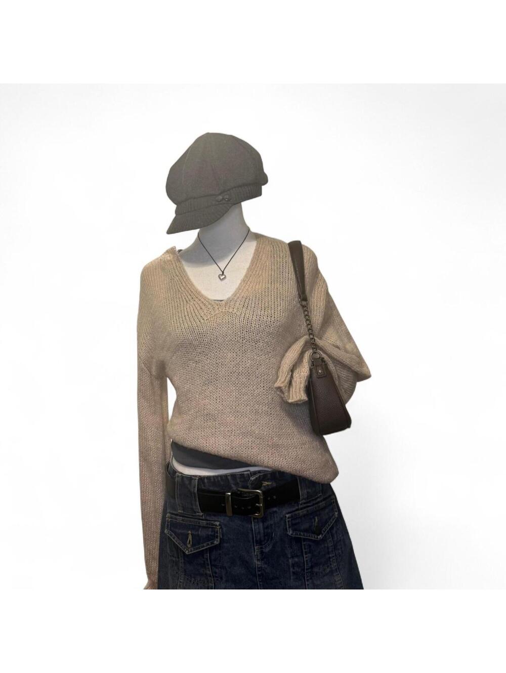 vintage y2k rue21 open back knit sweater